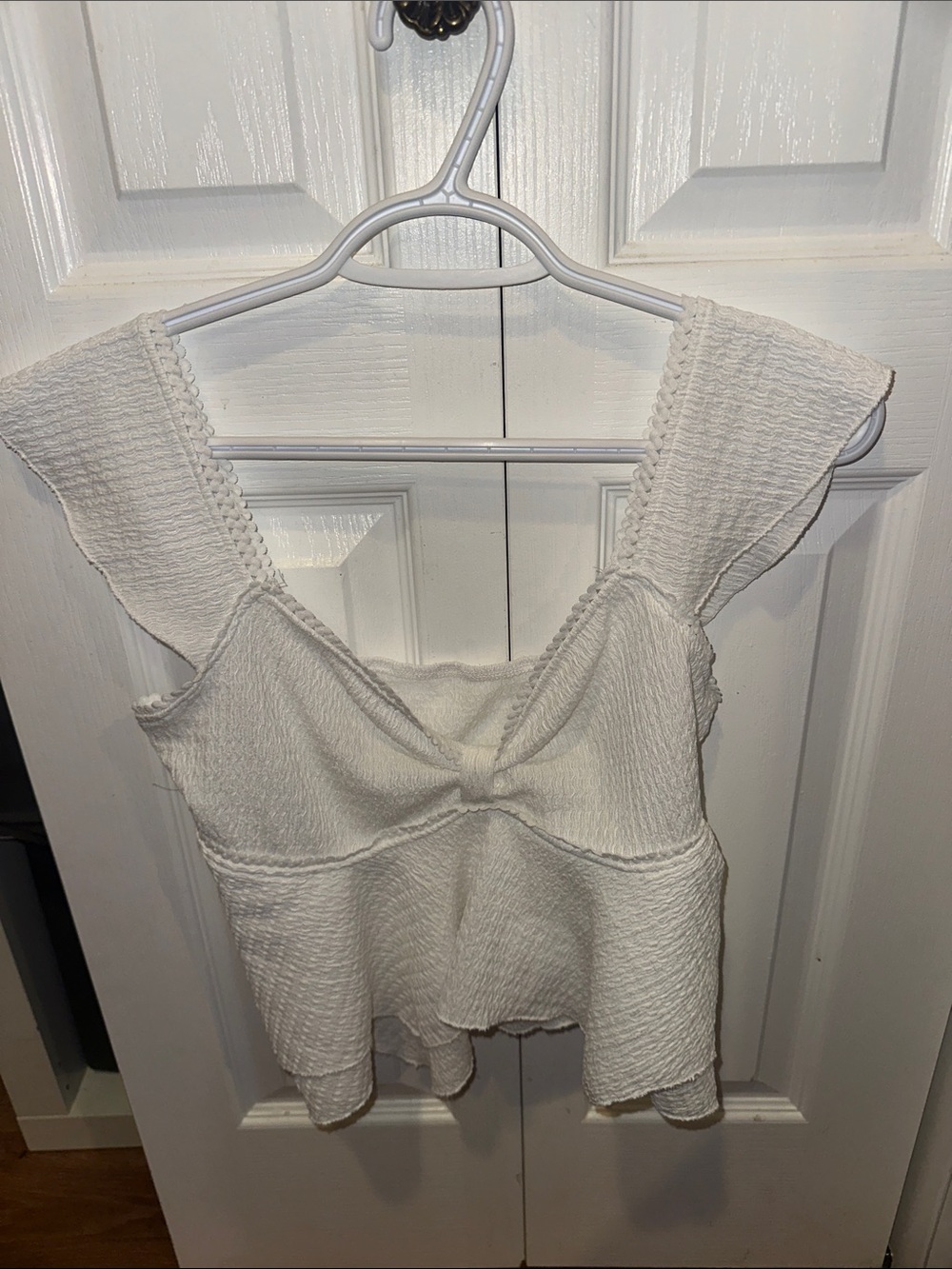 SHEIN White Textured Tie-Front Camisole